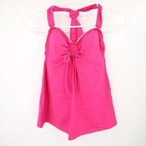 Lands End Pink Knotted Halter Neck Strapless Tankini Top Size 2 NWOT